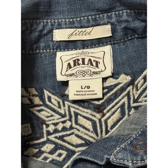 Women's Ariat Western-Style Denim Shirt w/Embroidered Design, Size L - Picture 6 of 7
